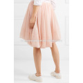 Latest Design Tulle Pink Ruffled Midi Skirt Manufacture Wholesale Fashion Women Apparel (TA0006S)